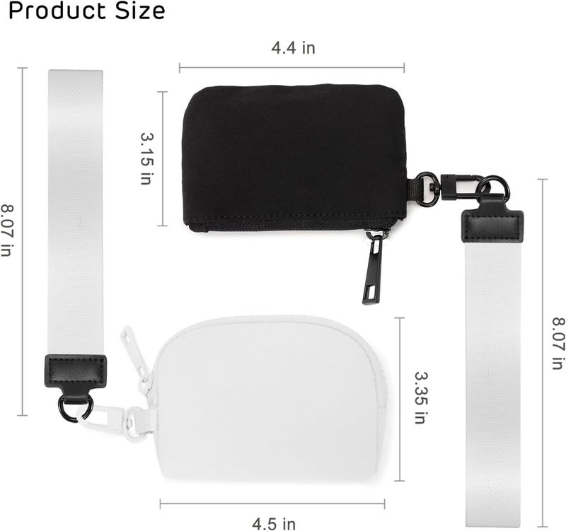 Viverte Mini Zip Around Keychain Wristlet Wallets Small Portable Dual Pounch Wristlet Detachable Coin Purse Pocket Gifts for Women Travel Sports Outdoors (Black+ White) - Image 3